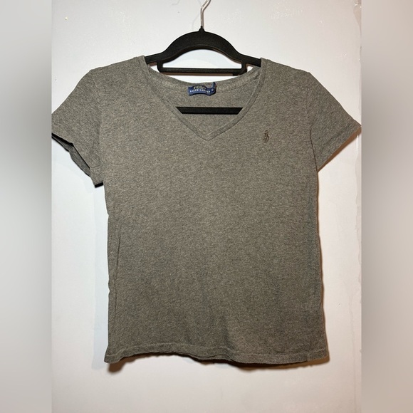 Polo by Ralph Lauren Gray Fitted Crop T-Shirt, medium - Picture 1 of 5